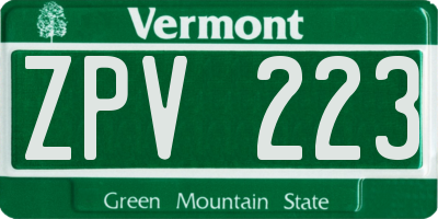 VT license plate ZPV223