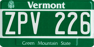 VT license plate ZPV226