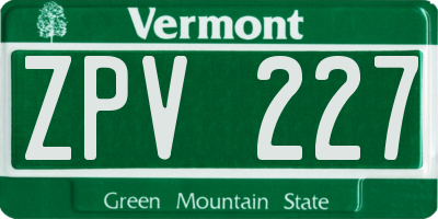 VT license plate ZPV227