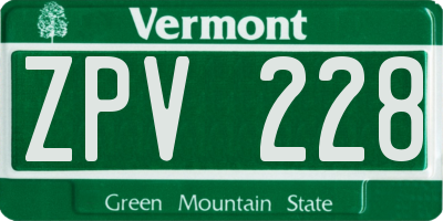 VT license plate ZPV228