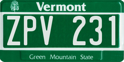 VT license plate ZPV231