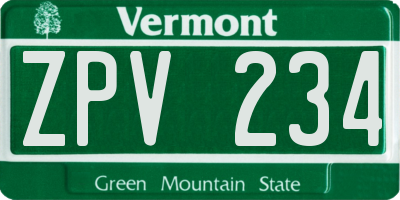 VT license plate ZPV234