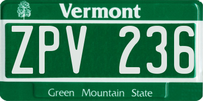 VT license plate ZPV236