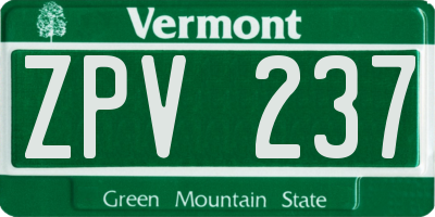 VT license plate ZPV237