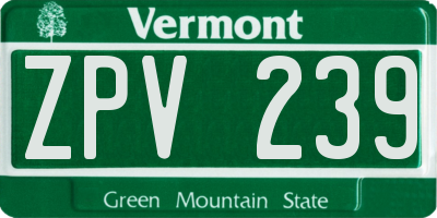 VT license plate ZPV239
