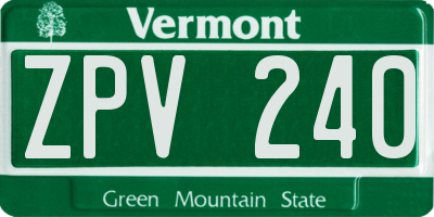 VT license plate ZPV240