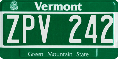 VT license plate ZPV242