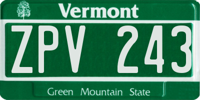 VT license plate ZPV243