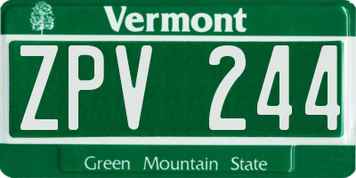 VT license plate ZPV244
