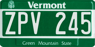 VT license plate ZPV245