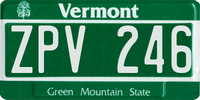 VT license plate ZPV246