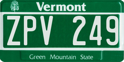 VT license plate ZPV249