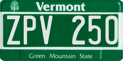 VT license plate ZPV250