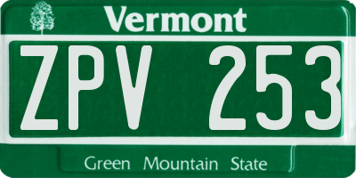 VT license plate ZPV253