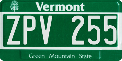 VT license plate ZPV255
