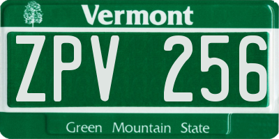 VT license plate ZPV256