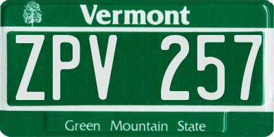 VT license plate ZPV257