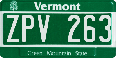 VT license plate ZPV263
