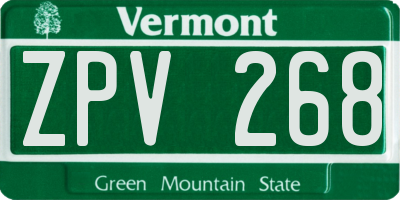 VT license plate ZPV268