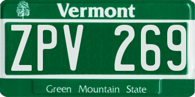 VT license plate ZPV269
