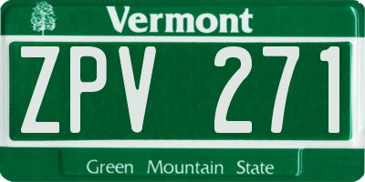 VT license plate ZPV271