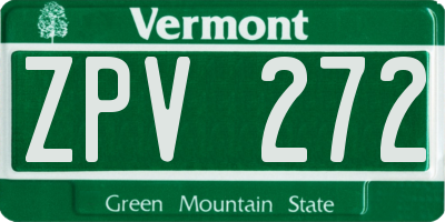VT license plate ZPV272
