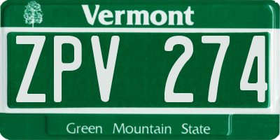 VT license plate ZPV274