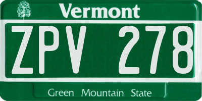 VT license plate ZPV278