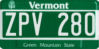 VT license plate ZPV280