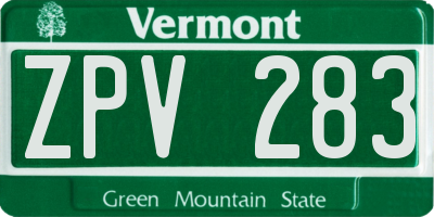 VT license plate ZPV283
