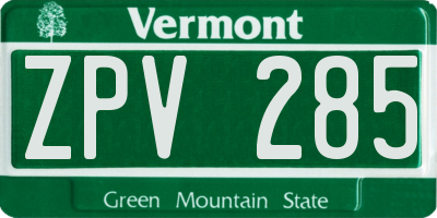 VT license plate ZPV285