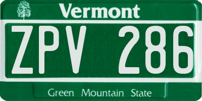 VT license plate ZPV286