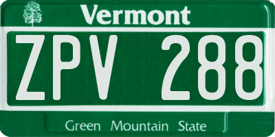 VT license plate ZPV288