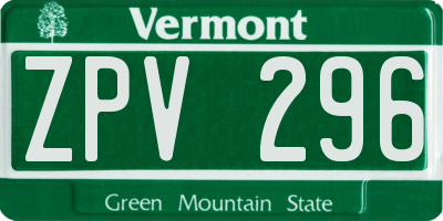VT license plate ZPV296