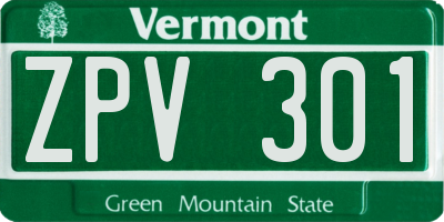 VT license plate ZPV301