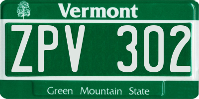 VT license plate ZPV302