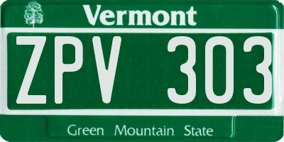 VT license plate ZPV303