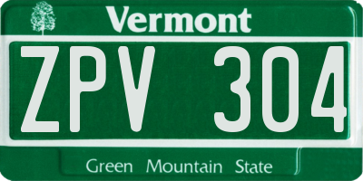 VT license plate ZPV304