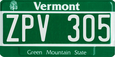 VT license plate ZPV305