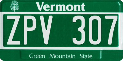 VT license plate ZPV307