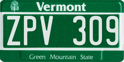 VT license plate ZPV309