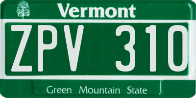 VT license plate ZPV310