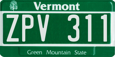 VT license plate ZPV311