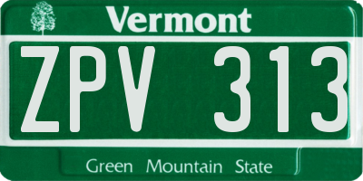 VT license plate ZPV313