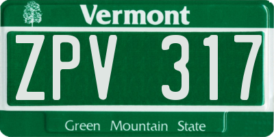 VT license plate ZPV317