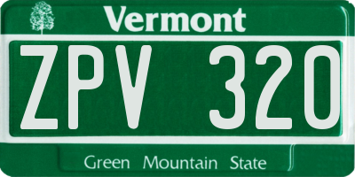VT license plate ZPV320