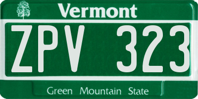 VT license plate ZPV323