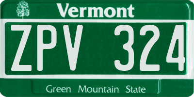 VT license plate ZPV324