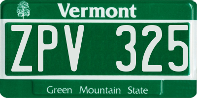 VT license plate ZPV325
