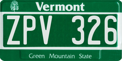 VT license plate ZPV326